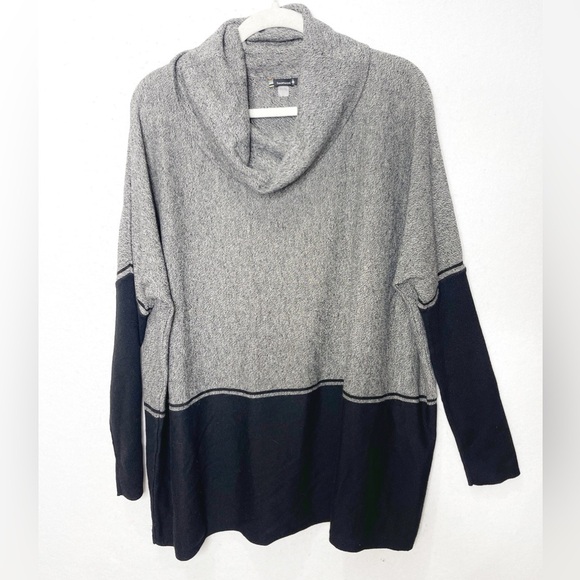 Smartwool Edgewood Poncho Cowl Neck Turtleneck Black Grey Sweater Size Large - Picture 2 of 7